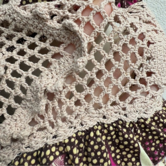 Free People Kitschy Floral Print & Crochet Halter Large - Picture 3 of 10